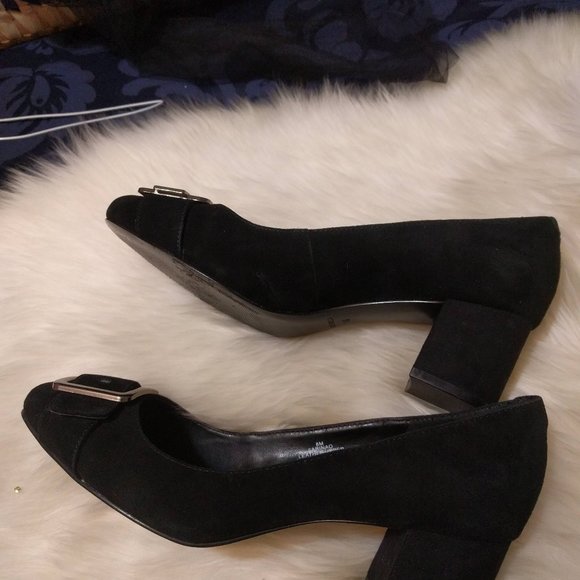 Nine West Suede Black Block Heel Pumps - Picture 5 of 5